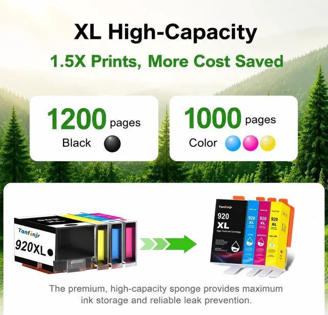 Alt view image 4 of 7 - 920XL Ink Cartridges Combo Pack High-Yield Replacement for HP Ink 920 920 XL for Officejet 6500 6500A 6000 7000 7500 7500A E709 Printer Ink 4-Pack (Black, Cyan, Magenta, Yellow)