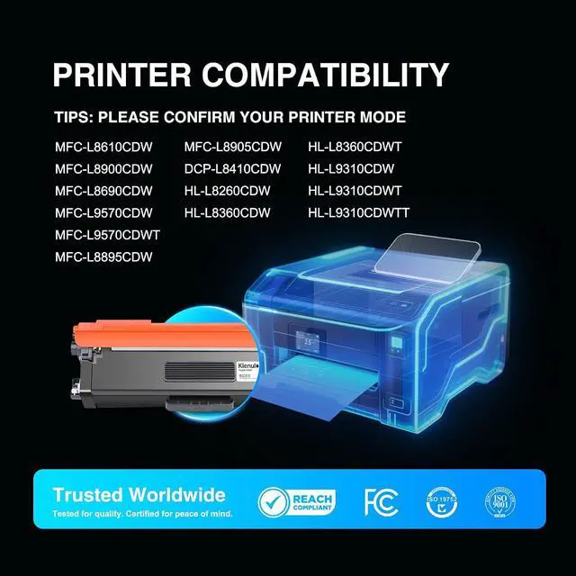 Alt view image 2 of 7 - TN-433 TN433 Toner Cartridge Set Replacement for Brother TN 433 Toner, Compatible with MFC-L8900CDW HL-L8360CDW HL-L8260CDW MFC-L8610CDW MFC-L8895CDW Printers (4PK,TN433BK TN433C TN433M TN433Y)