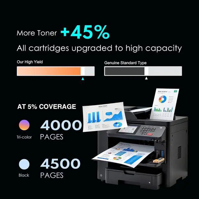 Alt view image 3 of 7 - TN-433 TN433 Toner Cartridge Set Replacement for Brother TN 433 Toner, Compatible with MFC-L8900CDW HL-L8360CDW HL-L8260CDW MFC-L8610CDW MFC-L8895CDW Printers (4PK,TN433BK TN433C TN433M TN433Y)