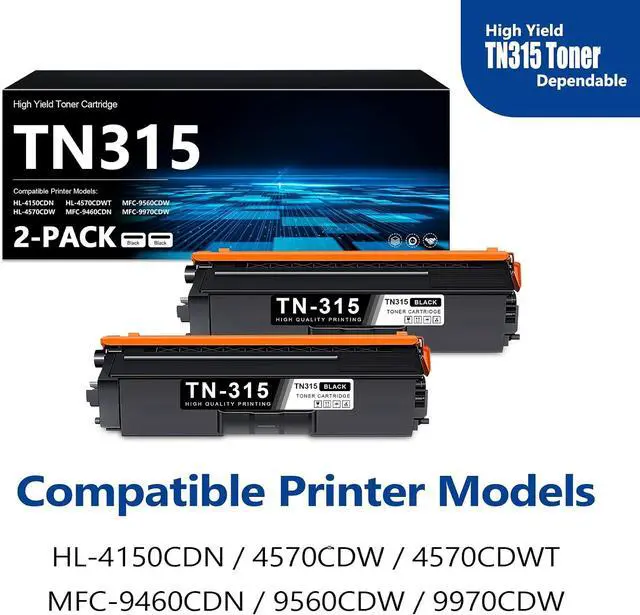 Alt view image 2 of 7 - TN315 Black Toner Cartridge High Yield 2-Pack TN315BK HL-4570CDW Toner