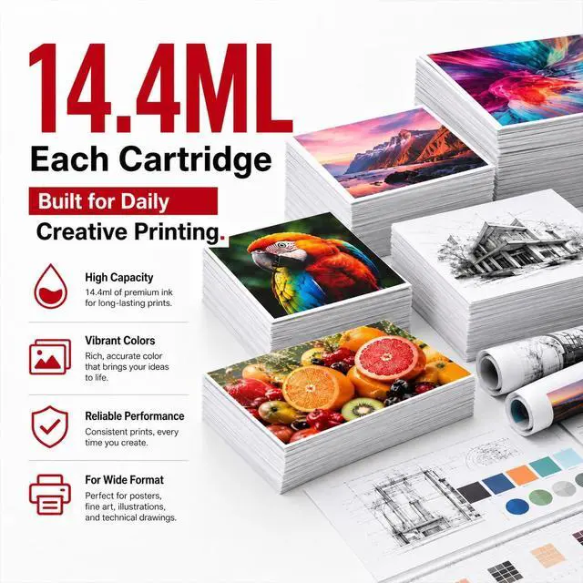 Alt view image 3 of 7 - PFI-5100 Ink Cartridges - High Capacity Compatible for Canon imagePROGRAF PRO-310 Printer, 10-Pack (MBK, PBK, C, M, Y, R, GY, PC, PM, CO)