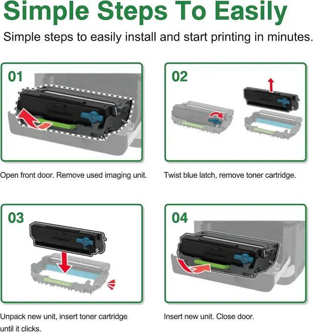 Alt view image 7 of 7 - 55B1H00 High Yield Black Toner Cartridge with Chip, Replacement for Lexmark 55B1H00 55B1000, Fits MS331 MS431 MX331 MX431 MS331dn MS431dn MS431dw MX331adn MX431adn MX431adw MX432adwe Laser Printer