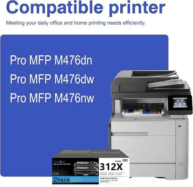 Alt view image 2 of 7 - 312X CF380X High Yield Black Toner Cartridges 2-Pack, Replacement for HP 312X 312A CF380X CF380A, Compatible with LaserJet Pro MFP M476dw M476nw M476dn