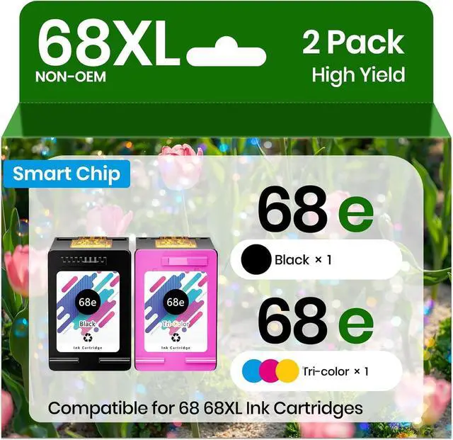 Main image of 68e Ink Cartridges Black Color Combo Pack for HP Ink 68 68e 68eXL HP68 HP68e HP68XL HP68eXL Replacement for HP Envy 6155e 6555e 6100e 6165e