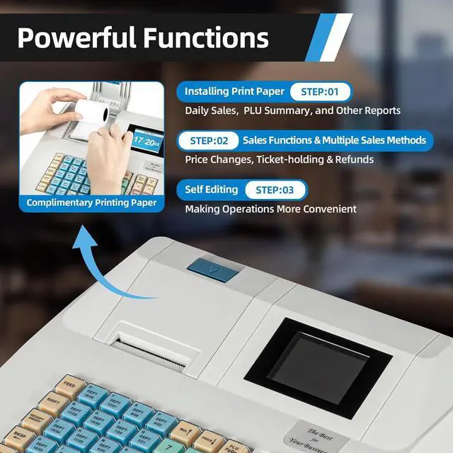 Alt view image 5 of 7 - Electronic Cash Register, POS Casher Thermal Printing Electronic,48 Keys Cash Register with Receipt and Journal Printers,Cash Register for Small Business,Retailer,Supermarket,Grocery(White)
