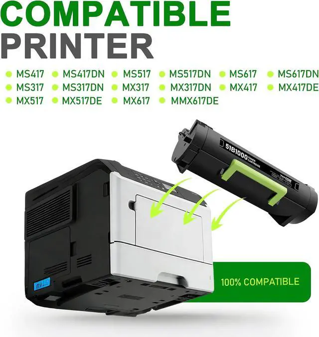 Alt view image 2 of 7 - 51B1000 Black Toner Cartridge 1-Pack Replacement for Lexmark 51B1000 Toner