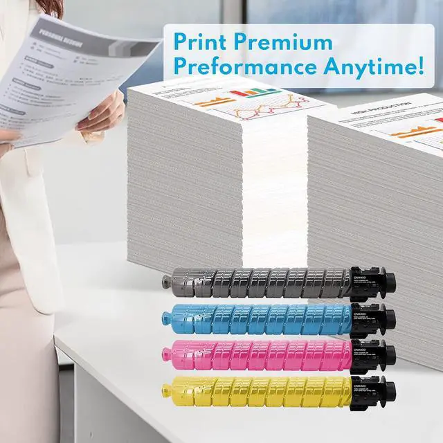 Alt view image 5 of 6 - MP C6003 Toner Cartridge Set High Yield Black Cyan Magenta Yellow Toner Cartridge 5-Pack - OWRD Compatible 841849 841852 841851 841850 Toner Replacement for Ricoh Aficio MP C4503 C5503 C6003 Printer