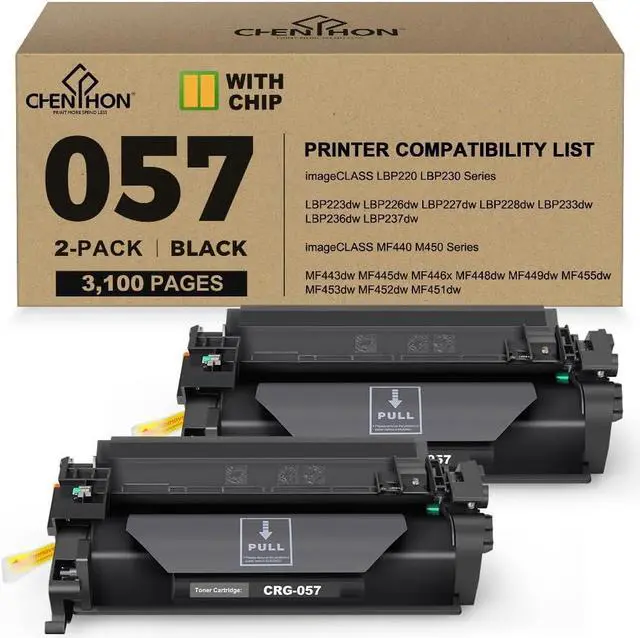 Main image of 057 Black Toner Cartridges Compatible for Canon CRG 057 Cartridge, 2 Packs