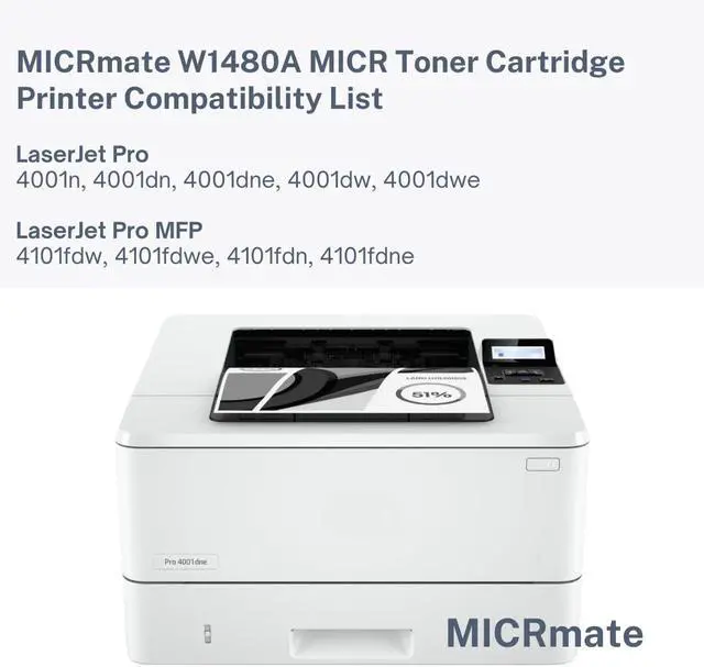 Alt view image 4 of 5 - Brand W1480A OEM New Modified MICR Toner Cartridge for Check Printing for use in HP LaserJet Pro 4001 Printers - 148A MICR