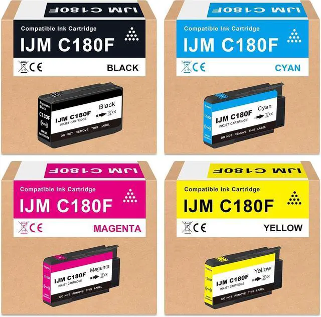 Main image of IJM C180F Ink Cartridge High Capacity Ink Set Replacement for 408517 408518 408519 408520 Ink Compatible for Ricoh IJM C180F Printers Ink (4-Pack, Black, Cyan, Magenta, Yellow)