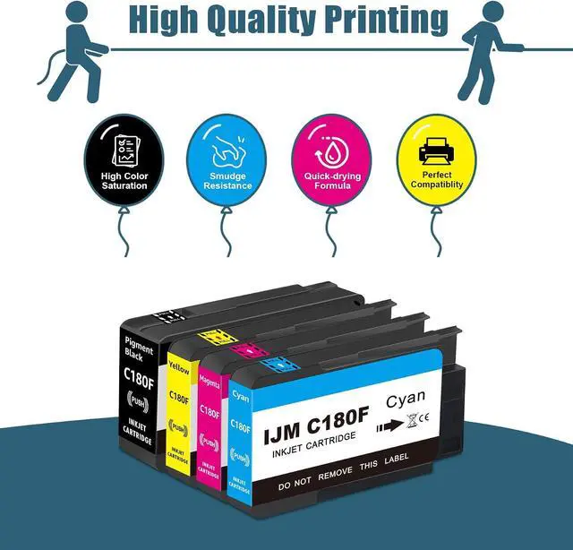 Alt view image 2 of 7 - IJM C180F Ink Cartridge High Capacity Ink Set Replacement for 408517 408518 408519 408520 Ink Compatible for Ricoh IJM C180F Printers Ink (4-Pack, Black, Cyan, Magenta, Yellow)
