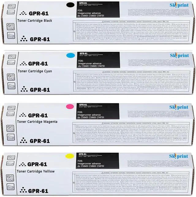 Main image of GPR61 GPR-61 High Yield Toner Cartridges GPR 61 GPR-61 Black Cyan Magenta Yellow Replacement for Canon GPR-61 Toner for use in ImageRUNNER Advance DX C5840i C5860i C5870i Printer