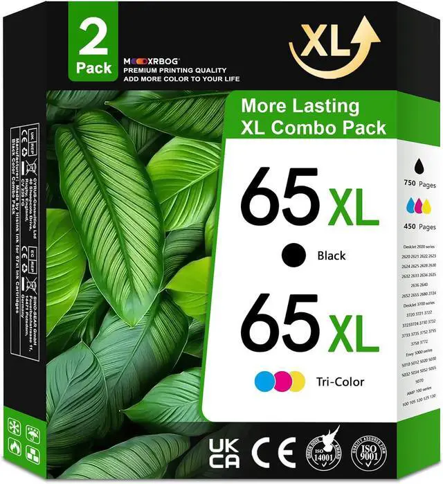 Main image of 65XL Ink Cartridge High Yield Compatible for 65XL 65 Ink Cartridges Replacement for Envy 5052 5000 DeskJet 3772 3700 2600 3752 Printer 2-Pack (1Black/1Tri-Color)