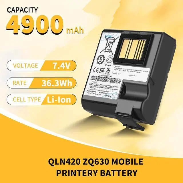 Alt view image 4 of 7 - Sicimly for Zebra QLN420 ZQ630 Printer Battery,Compatible with Label Printer QLN420 ZQ630 ZQ630 Plus,ZQ63-AUWA000-00 ZQ63-ACFAC10-00,P1040687 P1050667-016 P1089760-002 BTRY-MPP-68MA1-01,4900mAh.