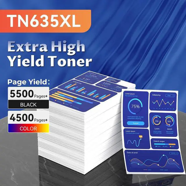 Alt view image 3 of 7 - TN635XL Toner 4 Pack Replacement for Brother TN-635XL TN-635XXL High Yield