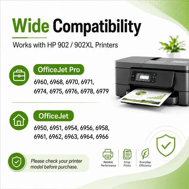 Alt view image 2 of 7 - 902XL Black Ink Cartridge 2 Pack Replacement for HP 902XL 902 Ink Cartridges for HP Printers, Compatible with OfficeJet Pro 6978 6968 6970 6975 6960, OfficeJet 6958 6950 6954 6951