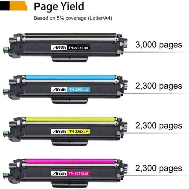 Alt view image 2 of 5 - Toner Compatible TN229XL TN229 Toner Cartridges 5 Pack Replacement for Brotder MFC-L3720CDW MFC-L3780CDW HL-L3280CDW HL-L3220CDW HL-L3300CDW Printer, BK/BK/C/M/Y