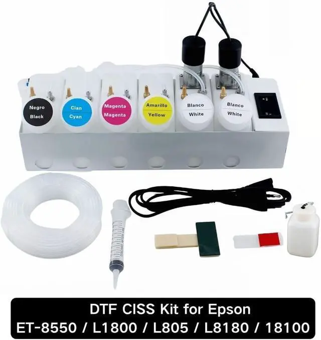 Alt view image 2 of 6 - DTF CISS Kit for ET-8550 L1800 L805, Dual White Tank Auto Stirrer