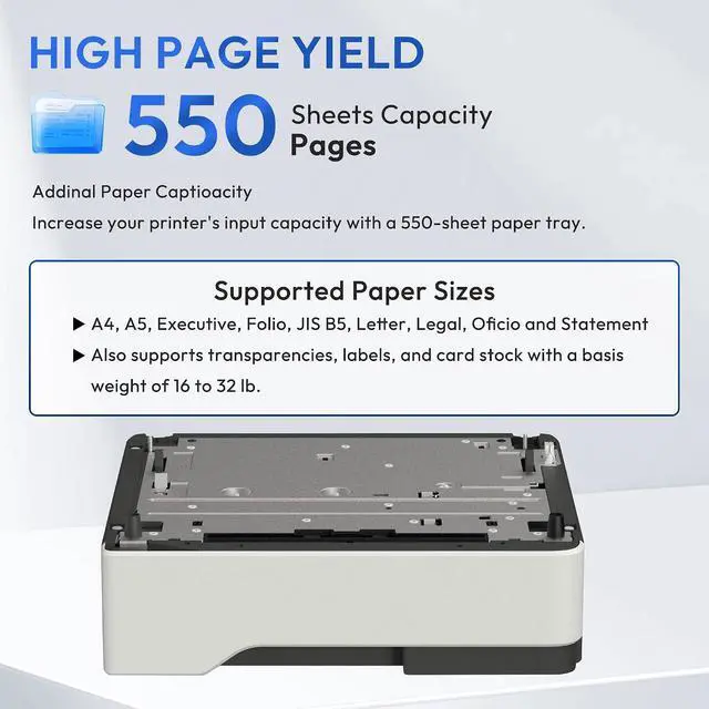 Alt view image 3 of 6 - 36S3110 550-Sheet Tray Paper Feeder Drawer 1-Pack