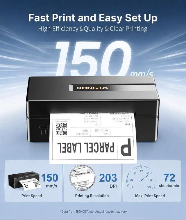 Alt view image 3 of 3 - Rongta RP425 Black Label Printer+220 PCS 4 * 6 Tnermal Labels