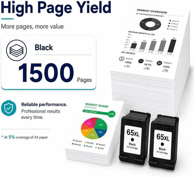 Alt view image 2 of 7 - 65XL Black Ink Cartridge Combo Pack, 2 Pack