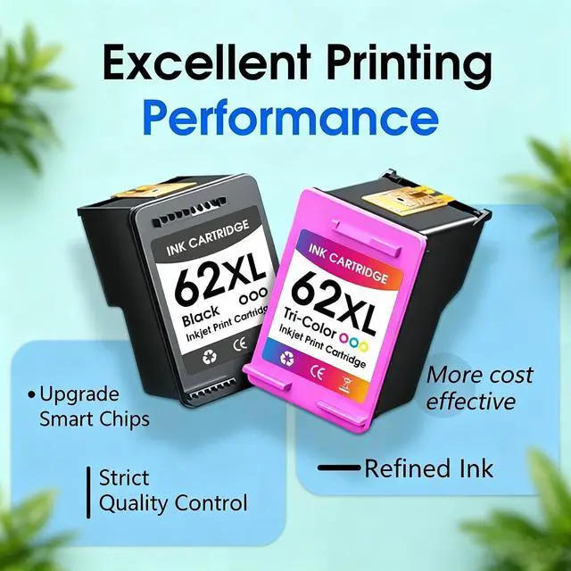 Alt view image 4 of 7 - Printer Ink 62 62xl Replacement for HP Ink 62 62XL Ink Cartridge Combo Pack Work with Envy 5660 5640 5540 5642 7640 7645 Officejet 250 5740 Printer (1 Black, 1 Tri-Color, 2 Pack)