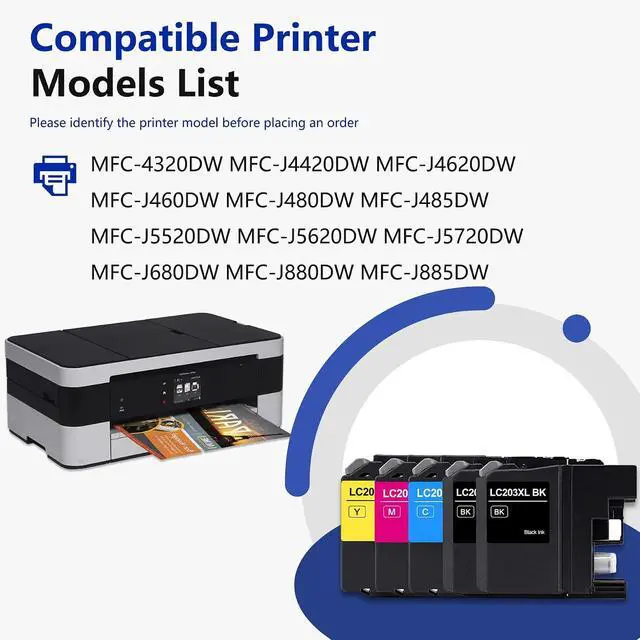 Alt view image 2 of 7 - LC203 XL Ink Cartridges High Yield Replacement for Brother LC203 LC201 Ink