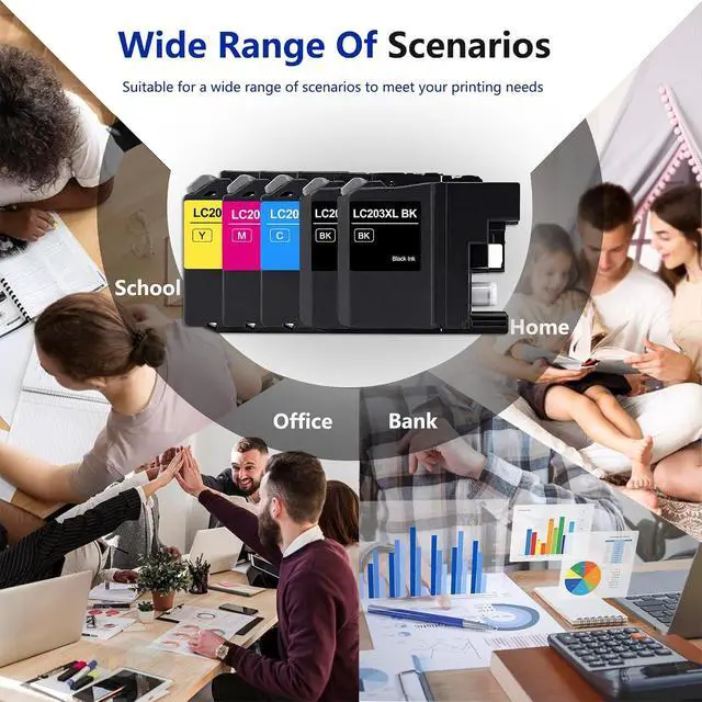 Alt view image 6 of 7 - LC203 XL Ink Cartridges High Yield Replacement for Brother LC203 LC201 Ink