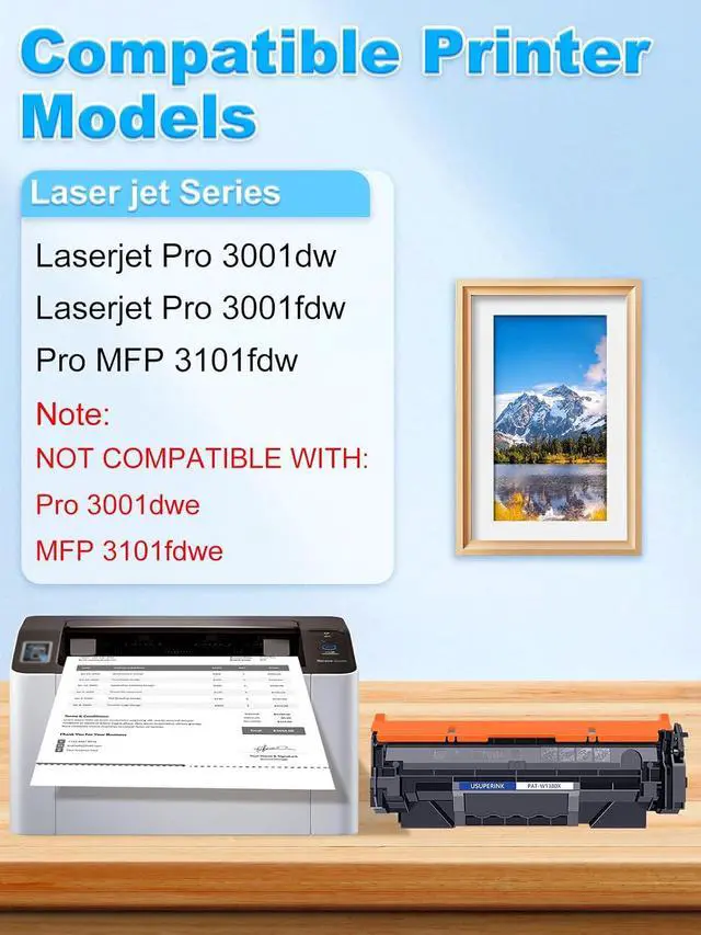 Alt view image 2 of 6 - USUPERINK 138X Black Toner Cartridge Compatible for HP LaserJet Pro 3001dw
