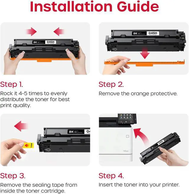 Alt view image 7 of 7 - 045H Toner Cartridge 4 Pack High Yield Replacement for Canon CRG-045H 045 H