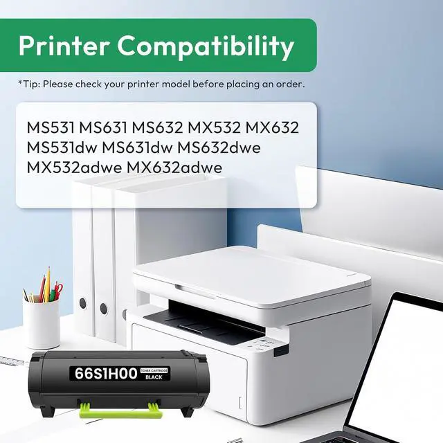 Alt view image 2 of 6 - 66S1H00 Black Toner Cartridge with New Chip, 1-Pack, 28,400 Pages