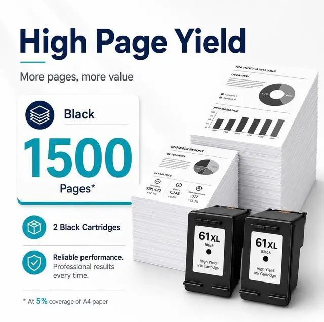 Alt view image 2 of 7 - 61XL Black Ink Cartridge Combo Pack, 2 Pack