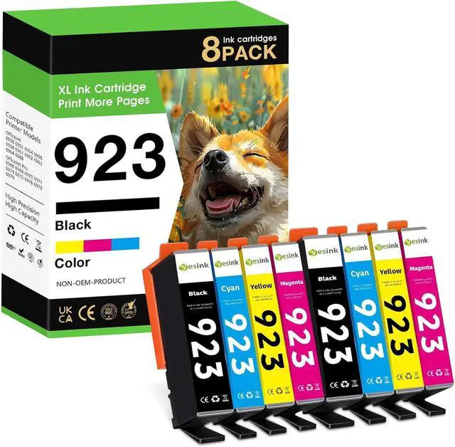 Main image of 923 Ink Cartridges Replacement for HP 923 Ink Cartridges 923 Ink Cartridges for HP Printers HP 923 Ink Cartridges Combo Pack Works OfficeJet 8120 Series Pro 8130 Series (Black and Tricolor, 8-Pack)