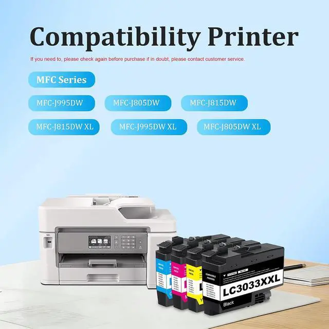 Alt view image 2 of 7 - Replacement for Brother LC3033XXL BK/C/M/Y Ink Cartridges (4 Pack)