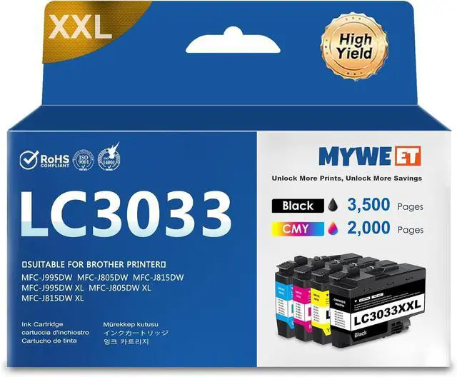 Main image of Replacement for Brother LC3033XXL BK/C/M/Y Ink Cartridges (4 Pack)