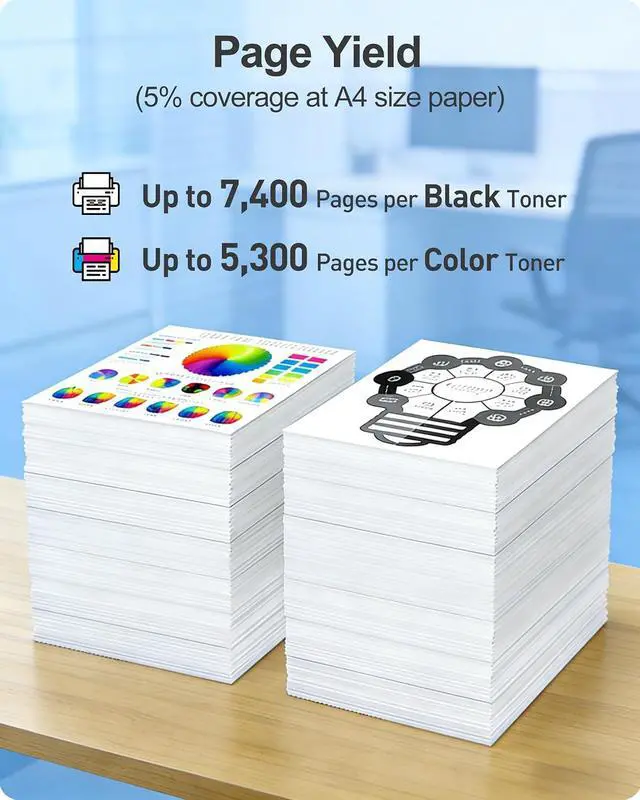 Alt view image 5 of 7 - MasaiMara T12 T12L Extra High Capacity Compatible Toner Cartridges for Canon imageCLASS X LBP1333C MF1333C, i-SENSYS X C1333i C1333P C1333iF 1333C Printers (Black, Cyan, Magenta, Yellow, 4-Pack)