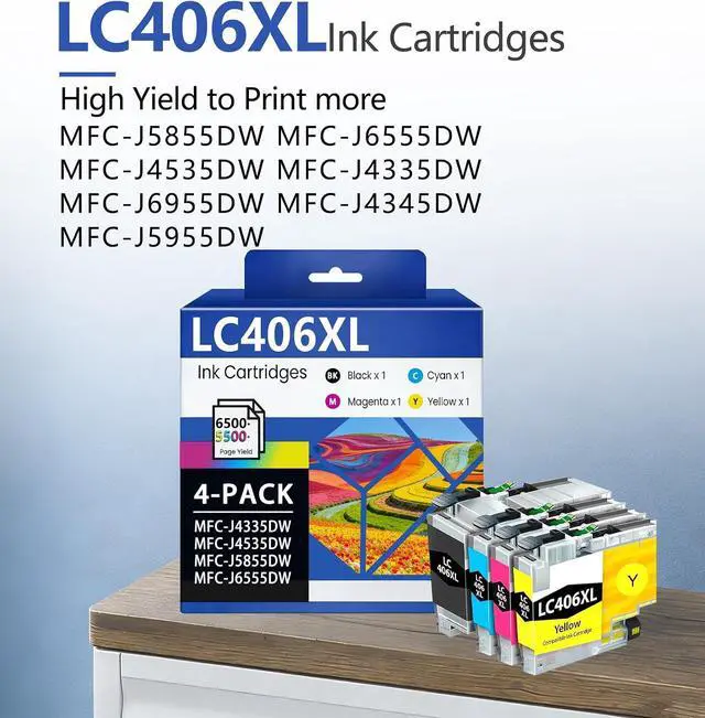 Alt view image 2 of 7 - LC406XL LC406 Ink Cartridges High Yield 4 Pack