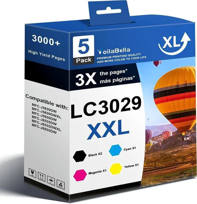 Main image of LC3029XXL Ink Cartridge Set (5 Pack) High Yield Replacement for Brother LC3029 LC3029XXL Ink Cartridge Work with MFC-J5830DW MFC-J5830DWXL MFC-J5930DW MFC-J6535DW MFC-J6535DWXL MFC-J6935DW Printers