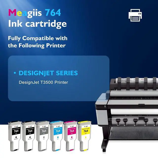 Alt view image 2 of 7 - 764 Ink Cartridges 300ML with Chip High Capacity Replacement for HP