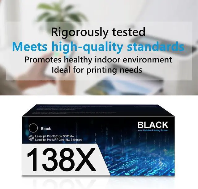 Alt view image 7 of 7 - 138X Black Toner Cartridge with CHIP Replacement for HP