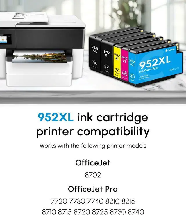 Alt view image 2 of 7 - 952XL Ink Cartridges Combo Pack Replacement for HP 952XL 952 Ink Cartridges