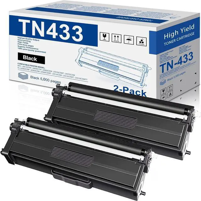 Main image of TN-433BK TN433BK High Yield Toner Cartridge Replacement for Brother TN-433 TN433 Black Toner for MFC-L8900Cdw HL-L8360Cdw HL-L8260Cdw HL-L8360Cdwt Printer, TN433 2PK