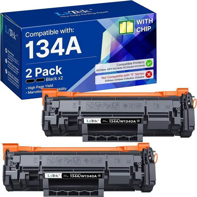 Main image of LxTek 134A Toner Cartridge with Chip Compatible Replacement (2 Pack Black)
