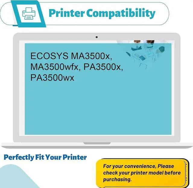 Alt view image 2 of 7 - TK-1252 Compatible Black Toner Cartridge Replacement for Kyocera ECOSYS MA3500x MA3500wfx PA3500x PA3500wx 1T0C3H0US0 (1-Pack Black)