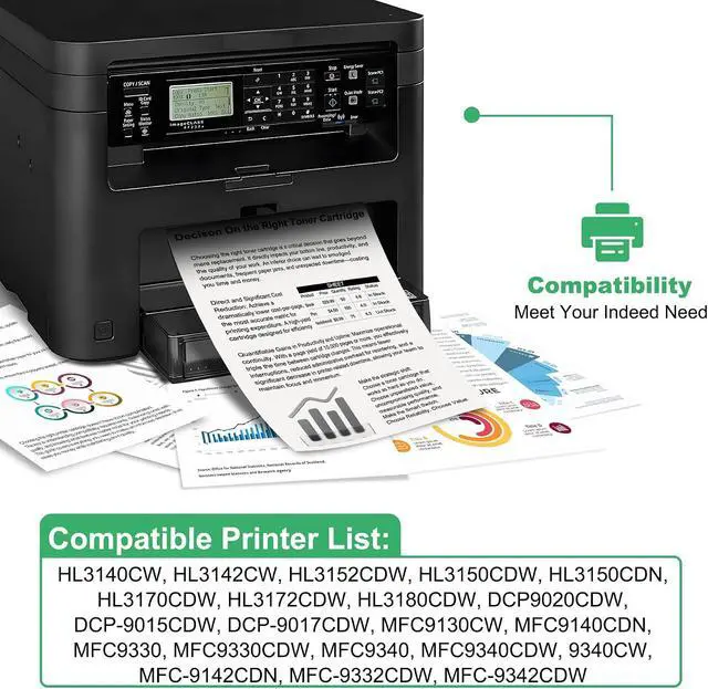 Alt view image 3 of 6 - TN225 Toner Cartridge set : 4 Pack TN225 High Yield Toner Replacement For Brother TN225 Toner Cartridge For MFC-9130CW HL-3170CDW MFC-9340cdw HL-3140CW MFC-9330CDW Printer - Black/Cyan/Magenta/Yellow