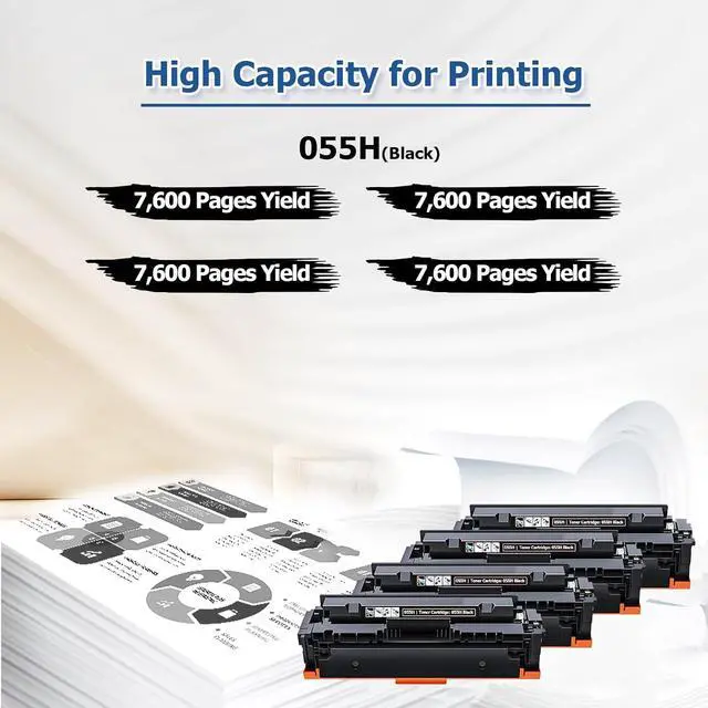 Alt view image 3 of 7 - 055H Black Toner Cartridge 4 Pack 055H Ink Cartridge Replacement for Canon 055 CRG055 CRG-055H Toner for Color ImageCLASS MF743Cdw MF741Cdw MF746Cdw MF743 Printer