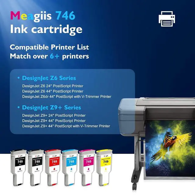 Alt view image 2 of 7 - 746 Ink Cartridges 300ML with Chip High Capacity Replacement for HP