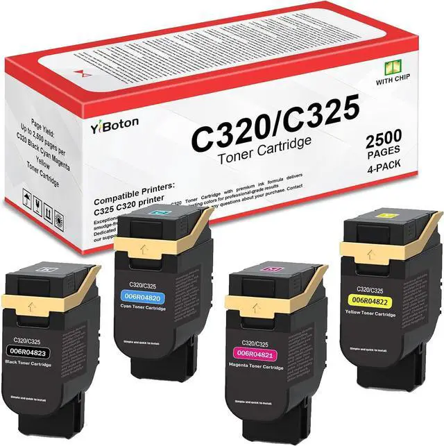 Main image of C320 C325 Toner Cartridges Set, Replacement for Xerox 006R04820 006R04821 006R04822 006R04823, Compatible with Xerox C320 C325 Printer, Black Cyan Magenta Yellow 4-Pack High Yield