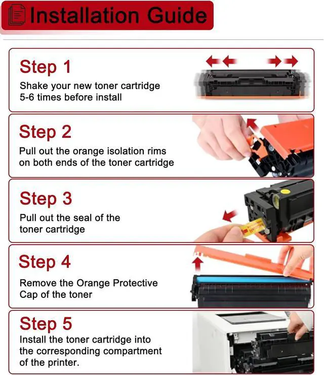 Alt view image 7 of 7 - 118 Toner Cartridge Set Replacement for Canon Cartridge 118, Compatible with imageCLASS MF8580Cdw MF8380Cdw MF8350Cdn MF726Cdw LBP622Cdw MF641Cw Printer (5-Pack, 2 Black, 1 Cyan, 1 Magenta, 1 Yellow)
