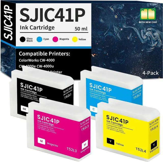 Main image of SJIC41P Ink Cartridge with Chip SJIC41P-BK SJIC41P-C SJIC41P-M SJIC41P-Y